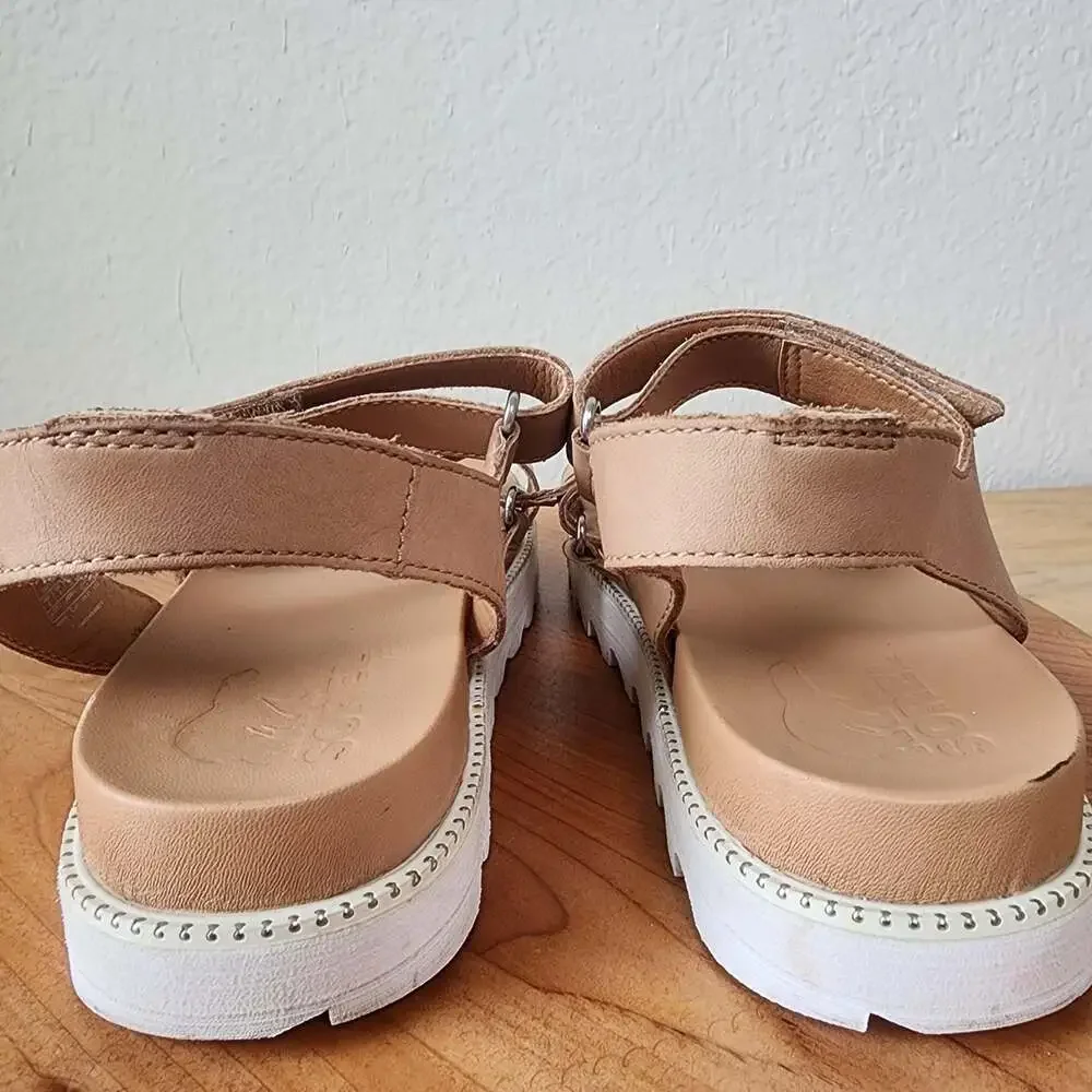 Sorel Roaming Shoes Womens Size 6 Beige Leather Strappy Platform Sandals